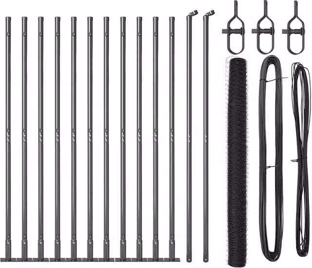 Berkfield Home Grey Powder-Coated Steel Hexagon Wire Mesh Fence, H: 160 cm x W: 25 m