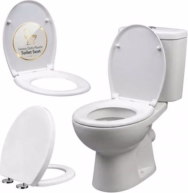 Korvixa White Oval Soft Close Toilet Seat with Quick Release and Removable Design