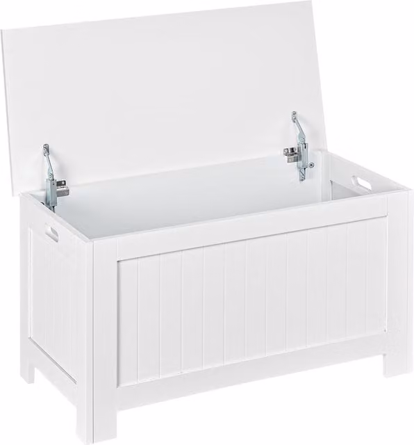 HOMCOM Large White Toy Storage Box with Soft-Close Lid and Safety Hinges