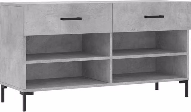 Berkfield Home Industrial Shoe Bench in Concrete Grey, W/D/H: 102 x 35 x 55 cm