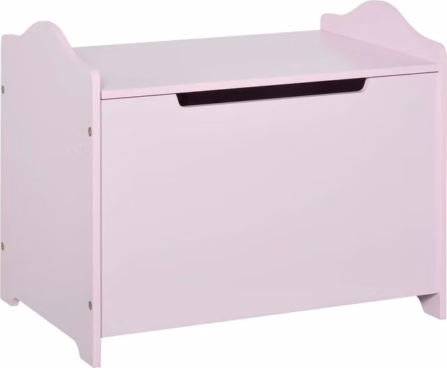 HOMCOM Children's Wooden Toy Box with Soft Close Lid, Pink, W/D/H: 60 x 40 x 48 cm