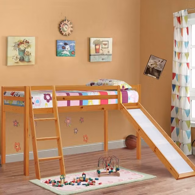 Comfy Living Single Mid Sleeper Bed with Slide Add On in Brown, Height: 218.5 cm, W/D/H: 90 x 190 x 218.5 cm