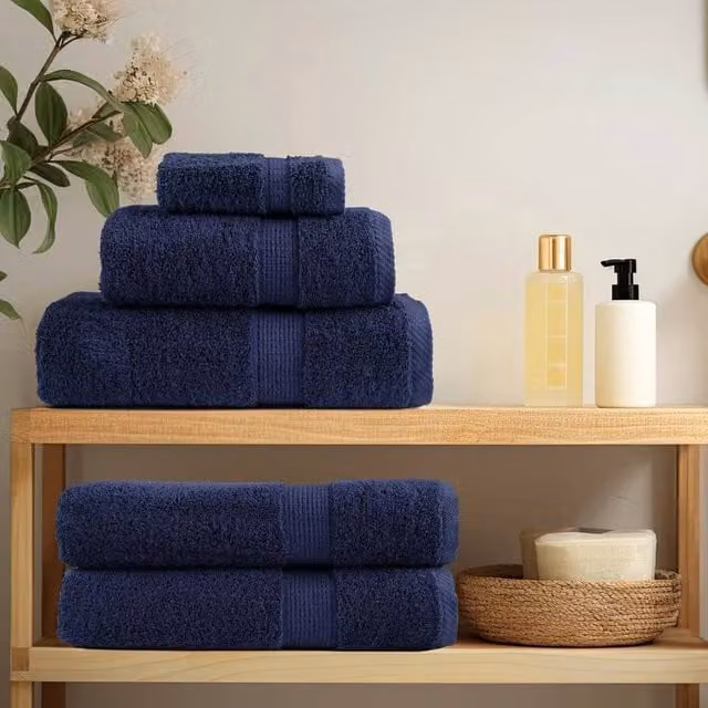 Berkfield Home SOLUND Premium Cotton Terry Sauna Towels, 4 Pack, Navy Blue, W: 80 cm, L: 200 cm, 600gsm