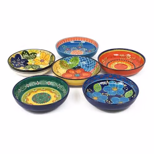 Verano Spanish Ceramics Hand Painted Floral Pattern Ceramic Serving Bowl, Multicolour, Diameter: 26 cm