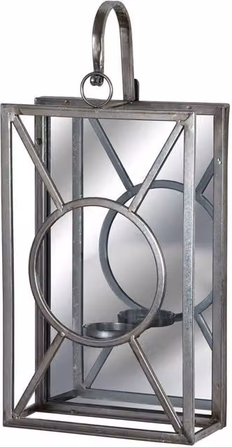 KDMK Antique Silver Rectangular Mirrored Tealight Holder