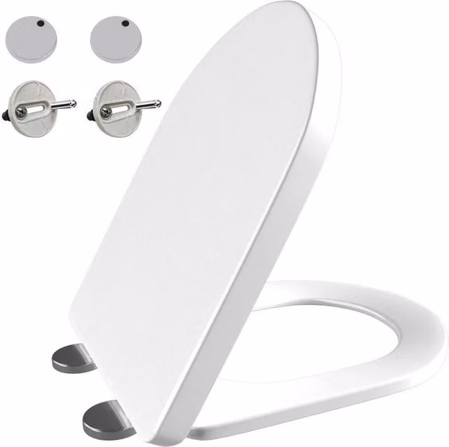 Kelvenix Soft Close D-Shaped Toilet Seat in White, Width: 52 cm