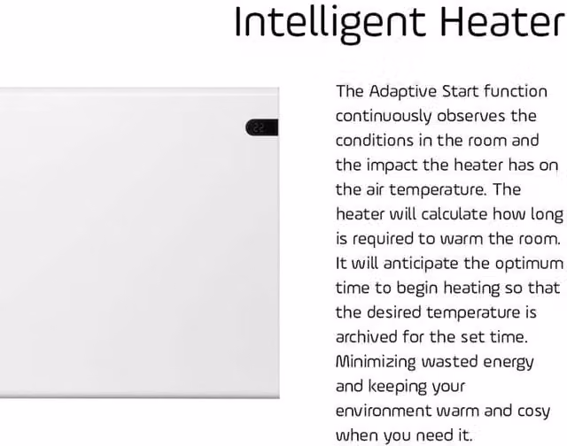 Adax Neo Low Profile Wall Mounted Electric Convector Heater in Grey