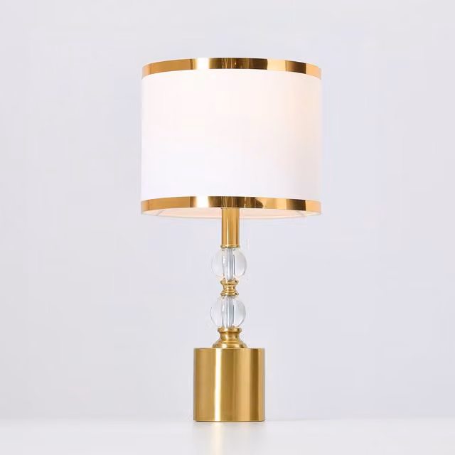 Livingandhome Classic Table Lamp with Gold Base and White Fabric Shade