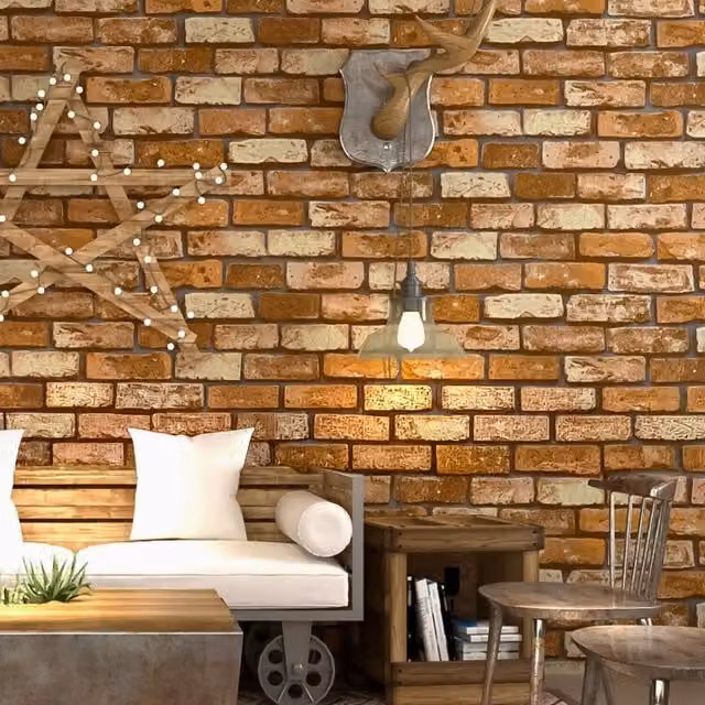 Novecrafto 3D Brick Effect Stone Look Wallpaper in Brown, 10 Rolls (50.35 m)