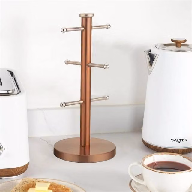 Nordara Rose Gold Stainless Steel 6 Cup Freestanding Mug Tree, Height: 100 cm