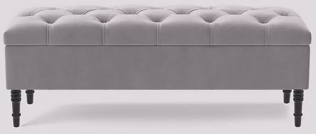 R&M Furnishers Chesterfield Ottoman Storage Bench in Silver Plush Velvet, Width: 137 cm