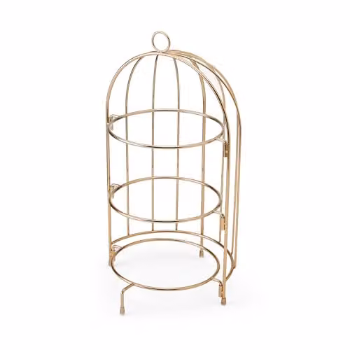 Artesa 3 Tier Afternoon Tea Bird Cage Cake Stand in Gold Brass