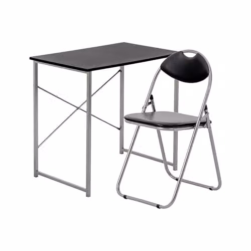 Harbour Housewares Minimalist Industrial Office Desk and Chair Set in Black