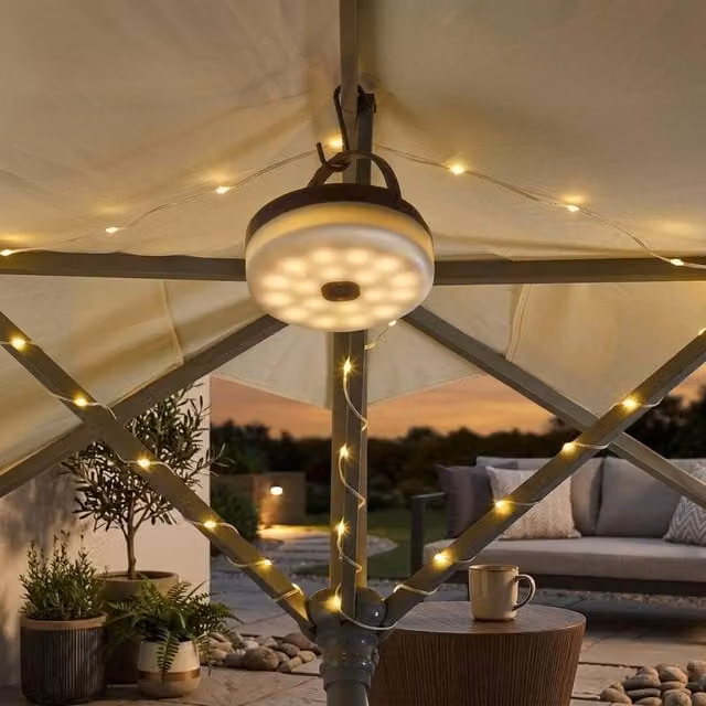 Garden Greatness 4-in-1 Portable Solar LED String Lantern Lights in Warm White and Multicolour
