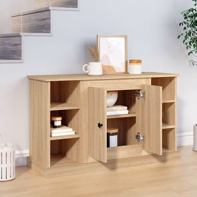Berkfield Home Sonoma Oak Sideboard in Brown, W/D/H: 100 x 35.5 x 60 cm