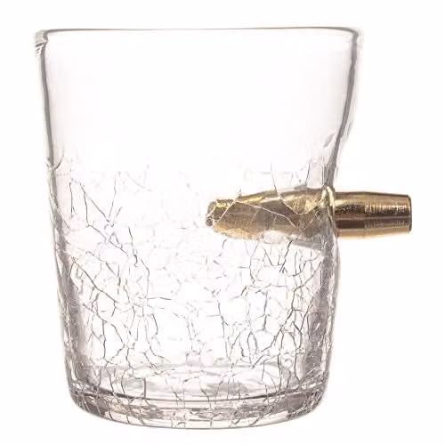 Menkind Connoisseur Creations Bullet Shot Glass with Cracked Texture Design in Transparent Glass, 300ml
