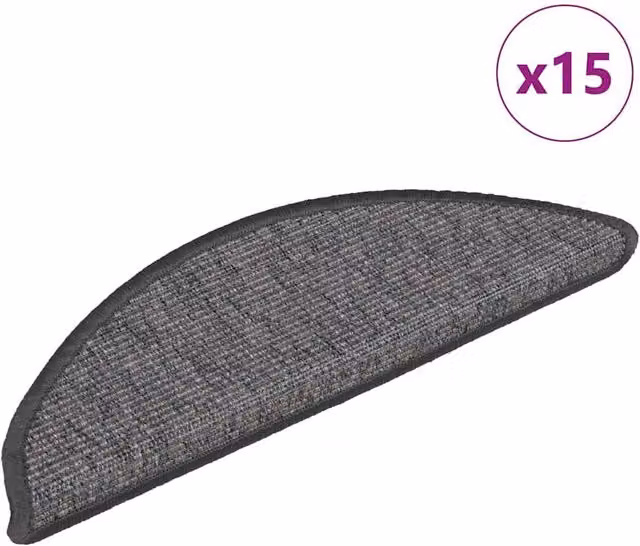 Berkfield Home Self-adhesive Stair Mats, 15 Piece Set, Beige and Grey, W: 56 cm, D: 17 cm, H: 3 cm