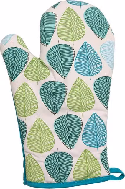 Orsina Green Leaf Single Oven Glove in Green with Quilted Heat-Resistant Padding