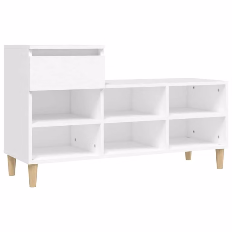 Berkfield Home White Shoe Cabinet with Integrated Seat and Internal Drawers, W/D/H: 102 x 36 x 60 cm