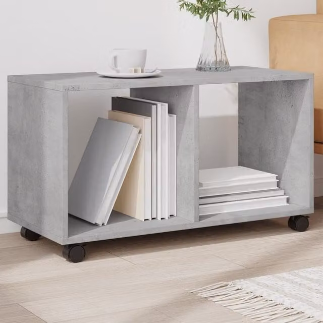 vidaXL Rolling Cabinet in Concrete Grey, Engineered Wood, W/D/H: 72 x 33 x 42.5 cm