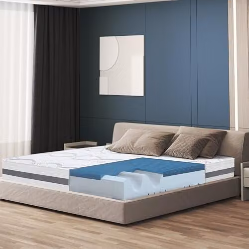 The White Stone Viscoelastic Foam Mattress, White, Single, H: 22 cm, W: 90 cm, D: 190 cm