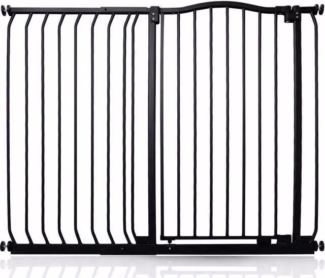 Safetots Extra Tall Curved Top Safety Gate in Matt Black, Extendable and No-Drill Swing Door for Doors and Stairs