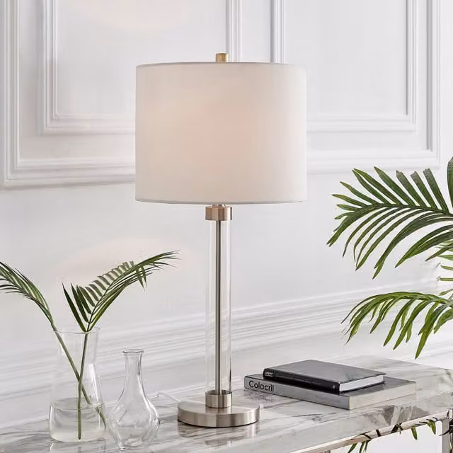 FurnitureboxUK ESME Modern Table Lamp with White Fabric Shade and Bulb Included