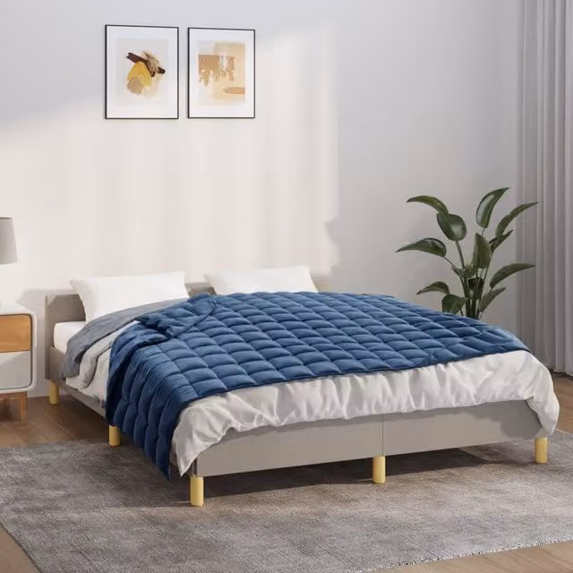 Berkfield Home Blue Weighted Blanket for Adults, W: 120 cm, L: 180 cm, 9 kg