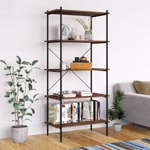 Berkfield Home 5-Tier Industrial Shelving Unit in Black and Brown, W/D/H: 80 x 40 x 163 cm