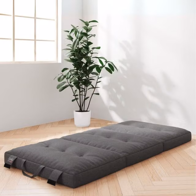 Home Source Pegasus Grey Memory Foam Single Foldable Guest Mattress, W/D/H: 90 x 200 cm