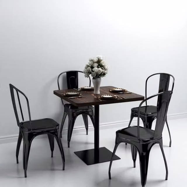 Berkfield Home Bistro Table in Dark Ash Brown, MDF and Steel, W/D/H: 80 x 80 x 75 cm