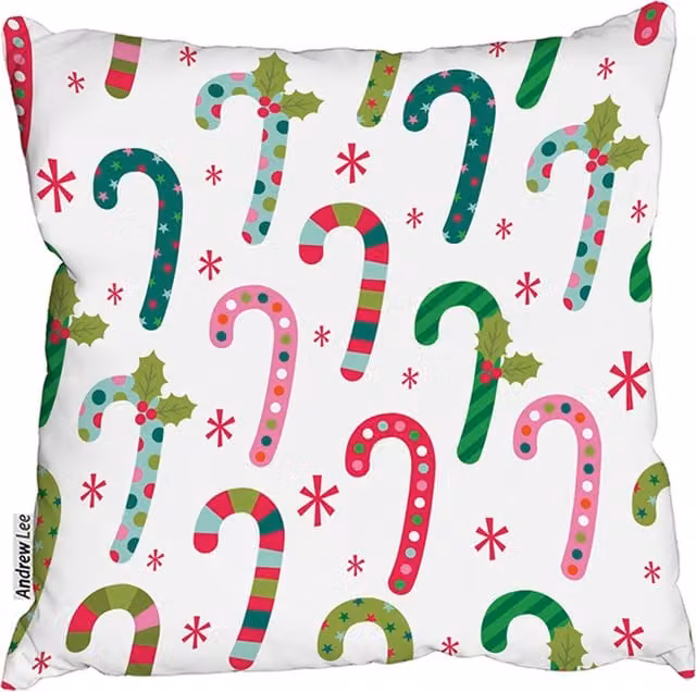 Benjamin Tate Design LTD Candy Pattern Square Cushion, Green and Multicolour, W: 60 cm x H: 60 cm