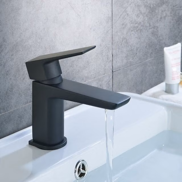 Nes Home Keninton Single Lever Bathroom Mono Basin Mixer Tap in Matt Black