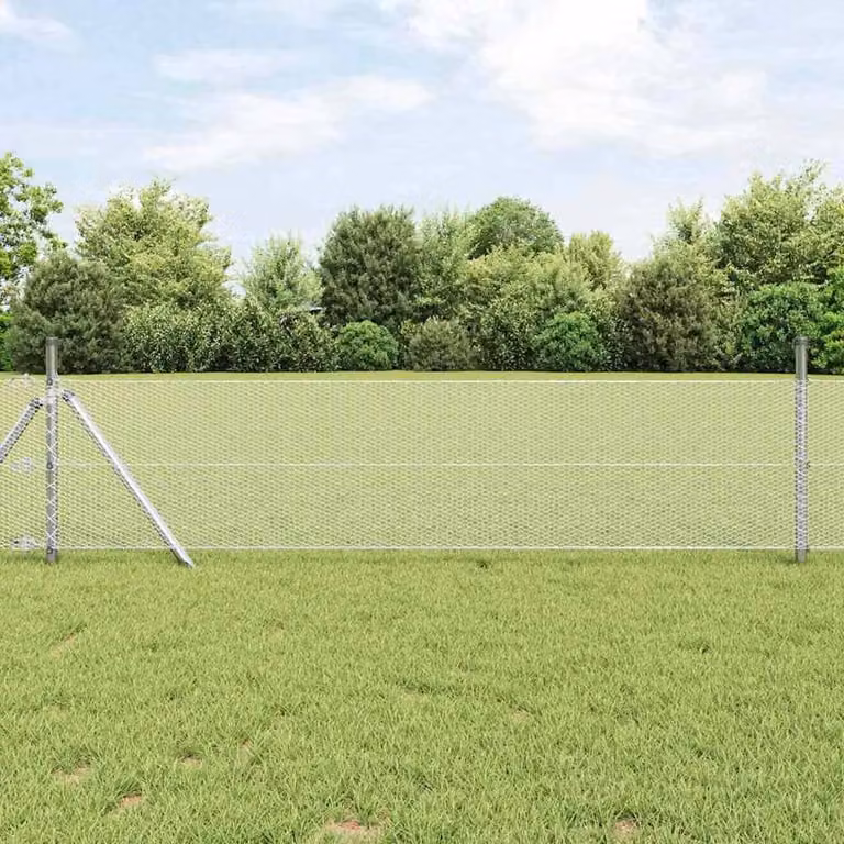 Berkfield Home Hexagon Wire Mesh Fence, Galvanised Steel, Silver/Grey, 0.8 m x 50 m