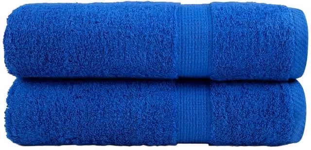 Berkfield Home SOLUND Premium Cotton Terry Shower Towels, 2 Pack, Blue, W: 70 cm, L: 140 cm, 600gsm
