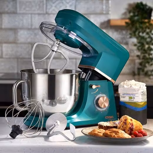 Cooks Professional 1200W Stand Mixer with 6 Speeds, Pulse Function and 7L Mixing Bowl in Petrol