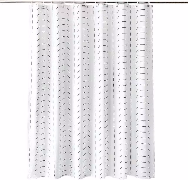 Neel Blue White Polyester Waterproof and Mould Resistant Bathroom Shower Curtain, W: 180 cm, H: 200 cm