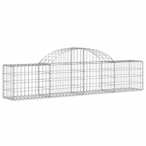 vidaXL Arched Gabion Baskets, 4 Pieces, Silver Galvanised Steel, W: 200 cm, D: 30 cm, H: 40/60 cm