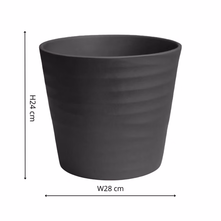 Ivyline Oslo Ceramic Taper Planter in Anthracite, H: 27 cm, D: 32 cm