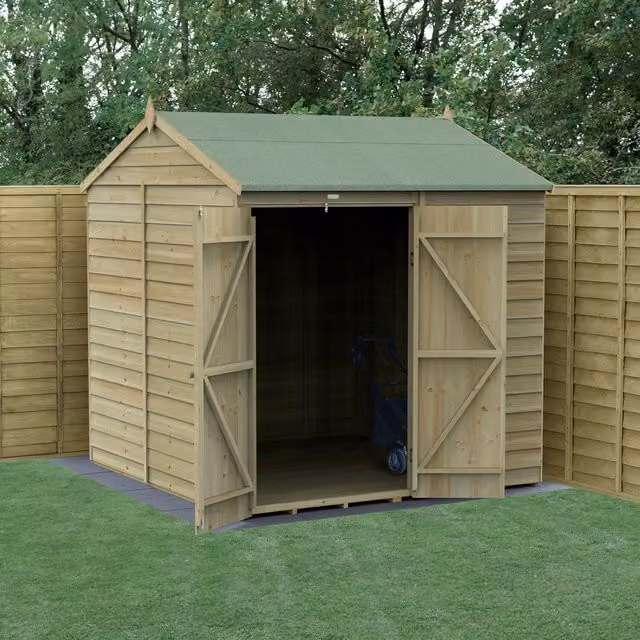 4LIFE Reverse Apex Wood Garden Shed in Brown with Foundation and Floor