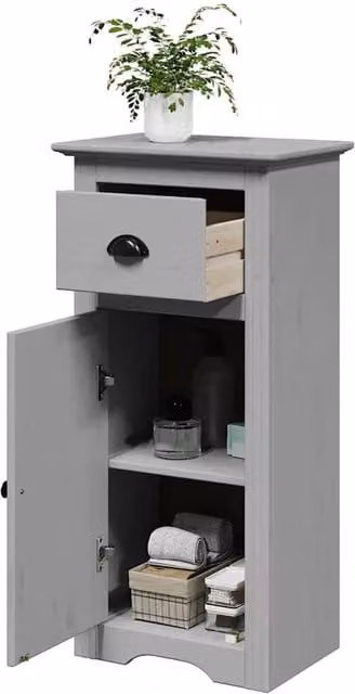 Berkfield Home BODO Grey Bathroom Cabinet with Doors and Drawers, W/D/H: 44 x 30 x 90 cm
