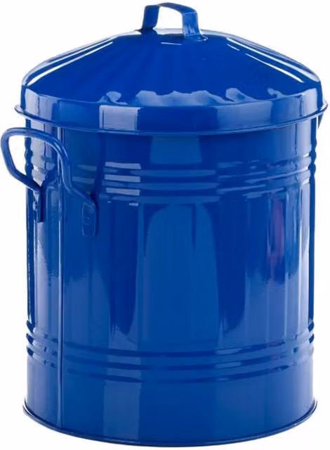 Leecroft Metal Mini Bin with Flip Lid in Blue, W: 30.48 cm x D: 25.4 cm x H: 30.48 cm
