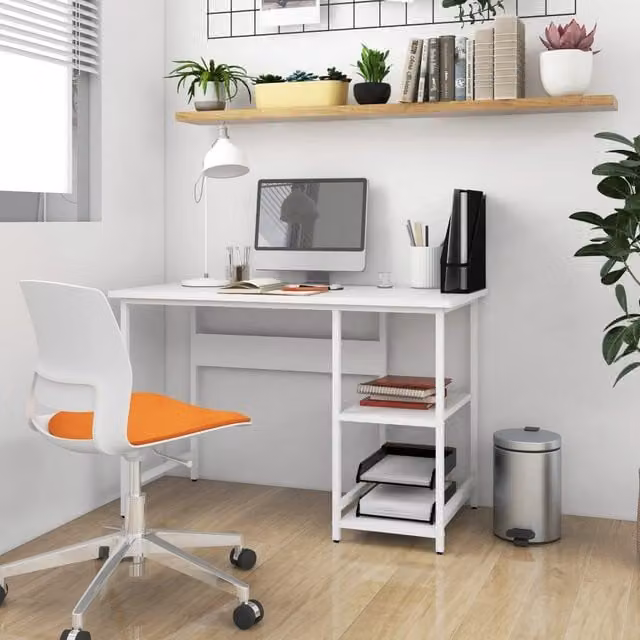 Berkfield Home Computer Desk in White, W/D/H: 105 x 55 x 72 cm