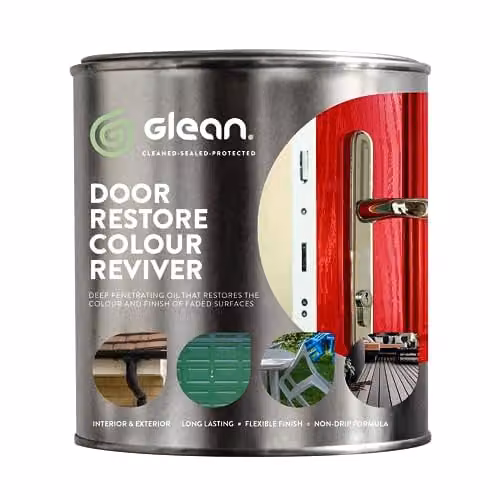 GLEAN Door Restore Colour Reviver Liquid, Opaque White Weatherproof Plastic Restorer, 1 l