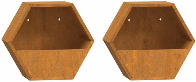 Berkfield Home Rusty Corten Steel Window Box Wall Planters, 2 Pack, Brown, W: 30 cm, D: 10 cm, H: 25 cm