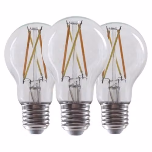 ENER-J 3 Pack Smart WiFi LED Filament A60 Vintage Bulbs, E27, 8.5W, CCT Changeable and Dimmable, Beige and Transparent, Diameter: 40 cm, Height: 25 cm