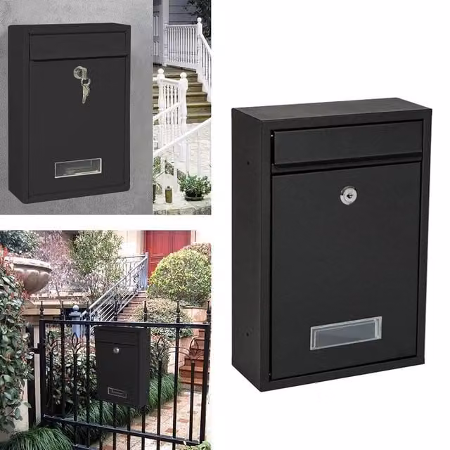 SPETLEK Black Wall Mounted Letter Box