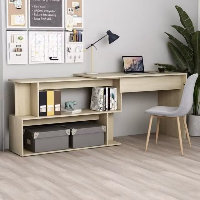 Berkfield Home Modern Corner Desk in Sonoma Oak Brown, W/D/H: 200 x 50 x 76 cm