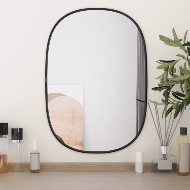 Berkfield Home Minimalist Oval Wall Mirror, Black, W: 50 cm, H: 35 cm