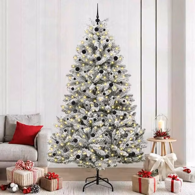 Berkfield Home Artificial Christmas Tree in Green and White, Height: 240 cm